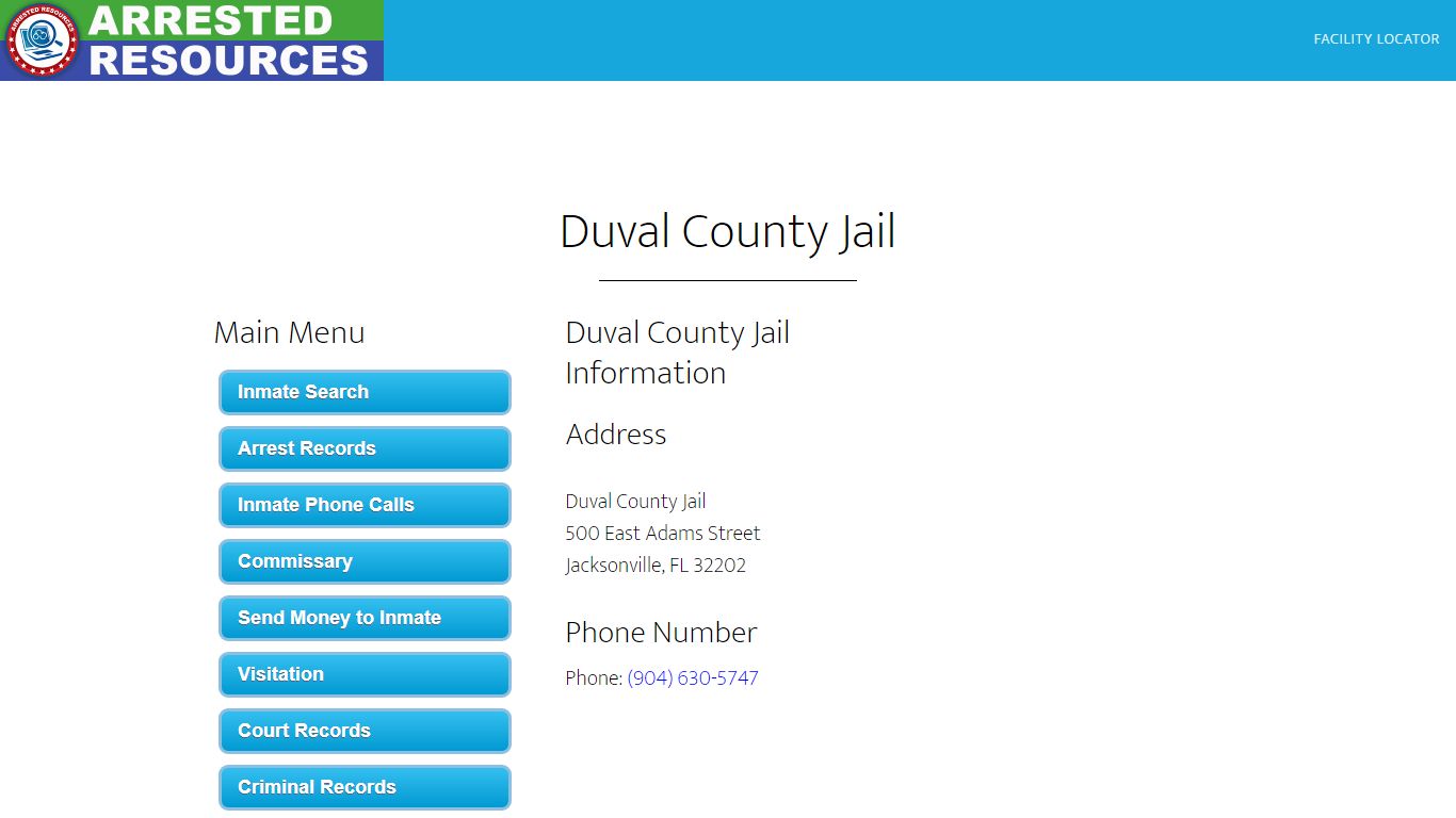 Duval County Jail - Inmate Search - Jacksonville, FL
